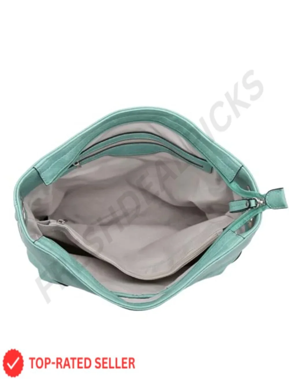 Hobo Shoulder Bag with Big Snap Hook Hardware, Faux Leather, Silver Tone